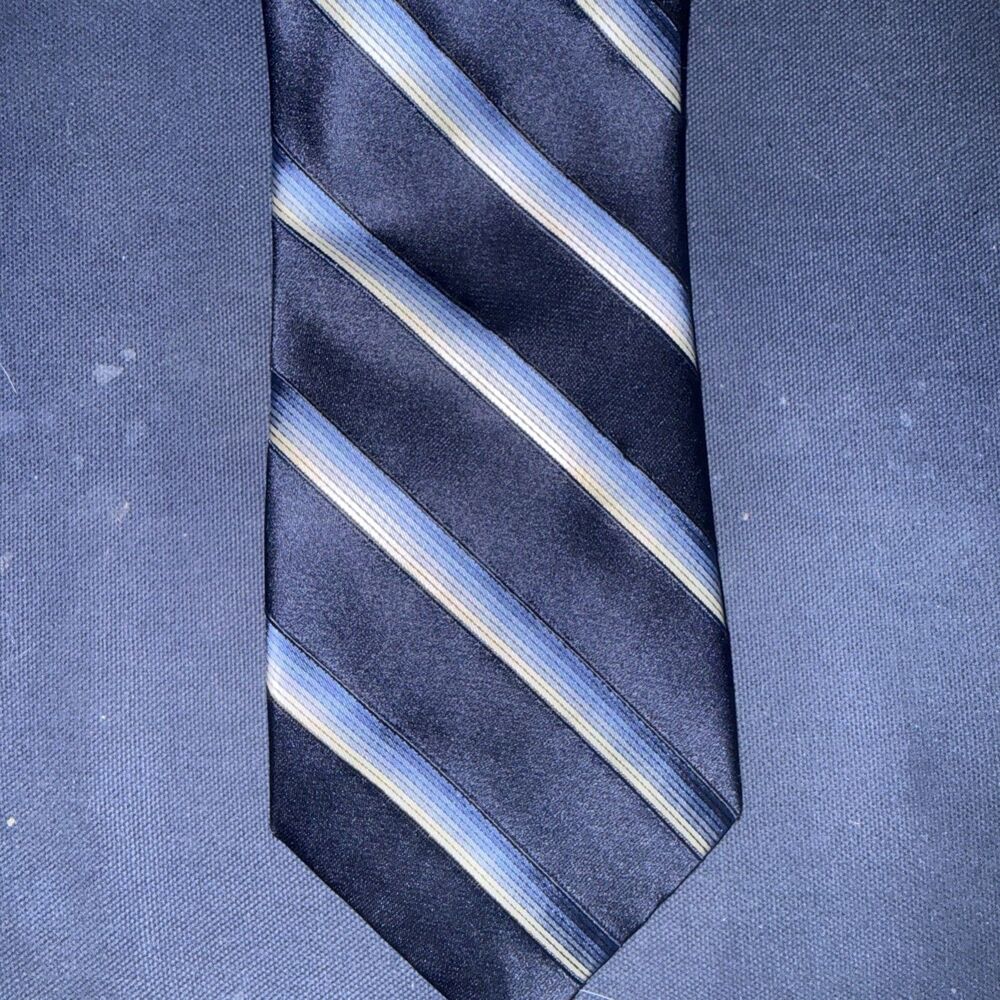 Covington Mens Silk Striped Necktie Blue Gray Formal Business